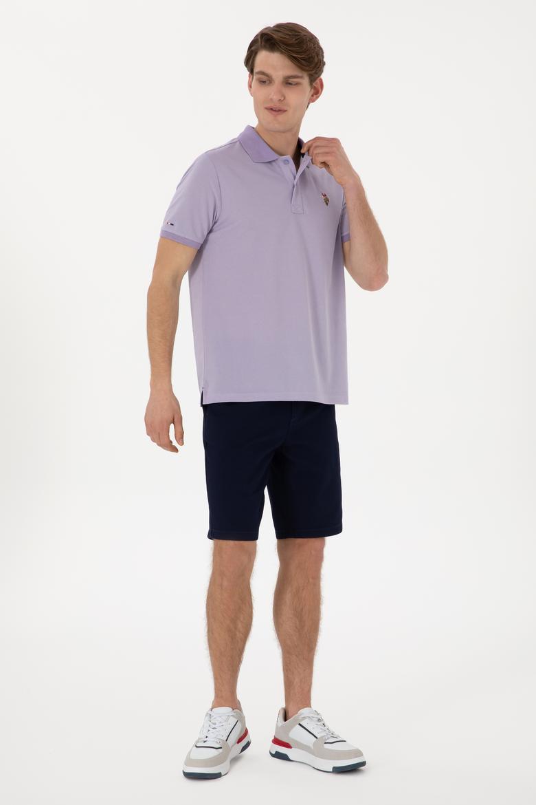 Erkek Regular Fit Polo Yaka Lila Basic Tişört - 50298072007