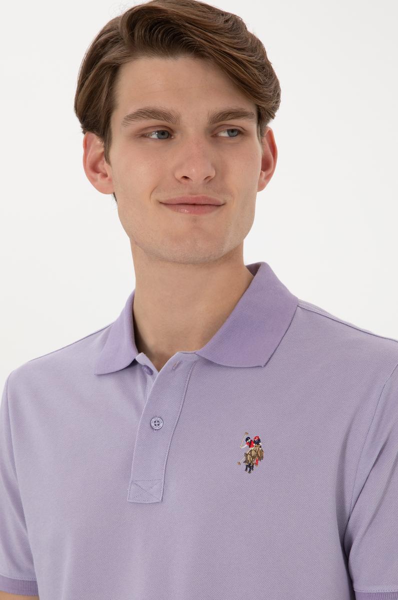 Erkek Regular Fit Polo Yaka Lila Basic Tişört