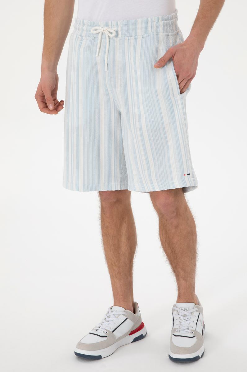 Erkek Açık Mavi Örme Şort