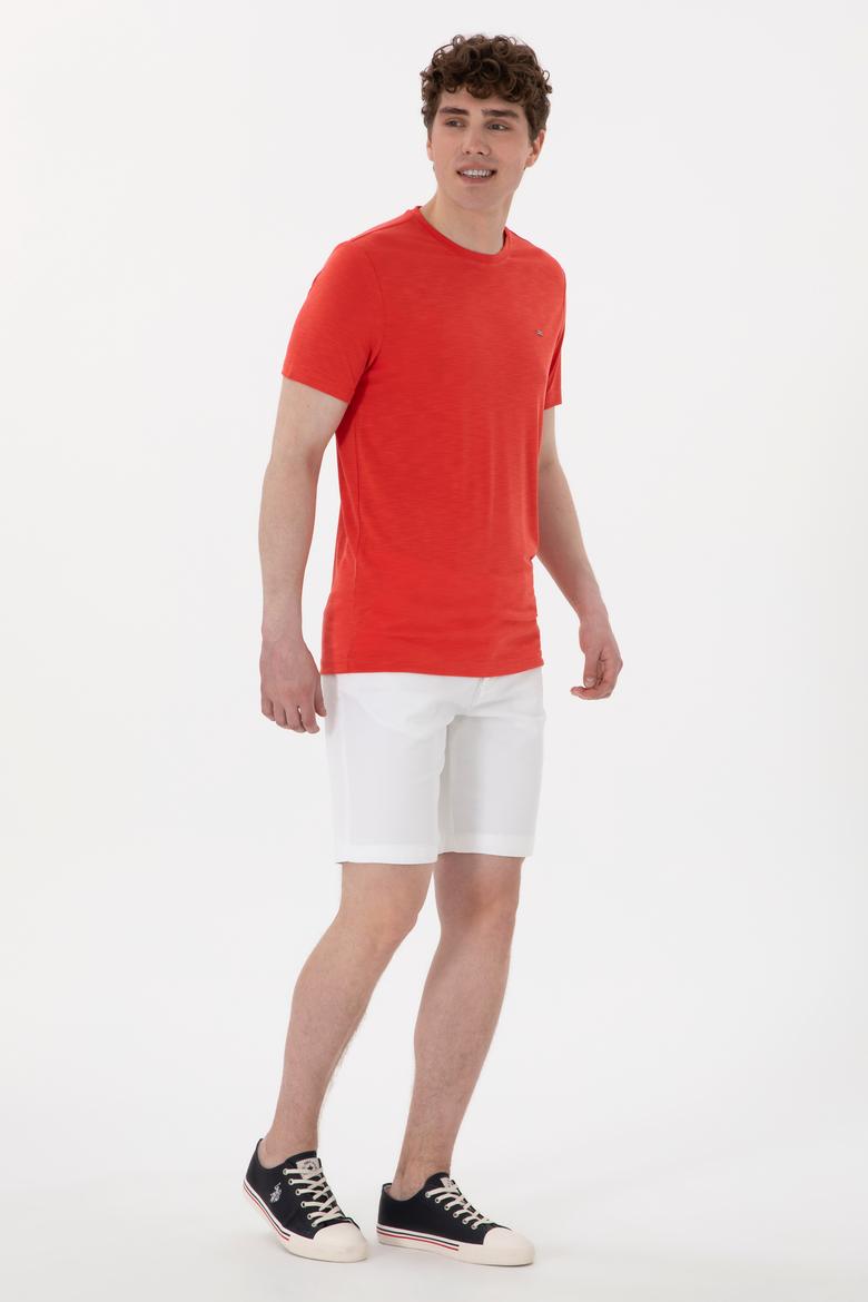 Erkek Regular Fit Bisiklet Yaka Modal Kırmızı Basic Tişört - 50298033081