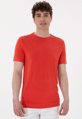 Erkek Regular Fit Bisiklet Yaka Modal Kırmızı Basic Tişört - 50298033081