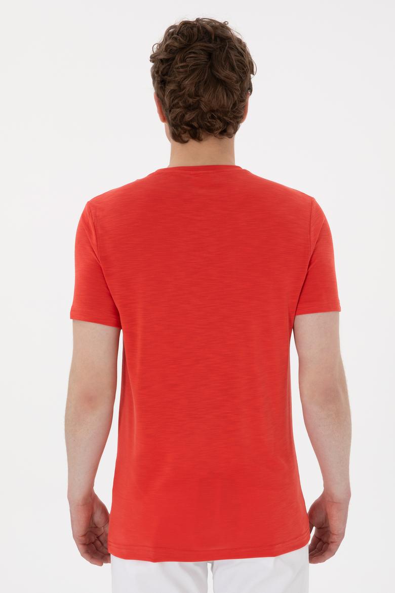 Erkek Regular Fit Bisiklet Yaka Modal Kırmızı Basic Tişört - 50298033081