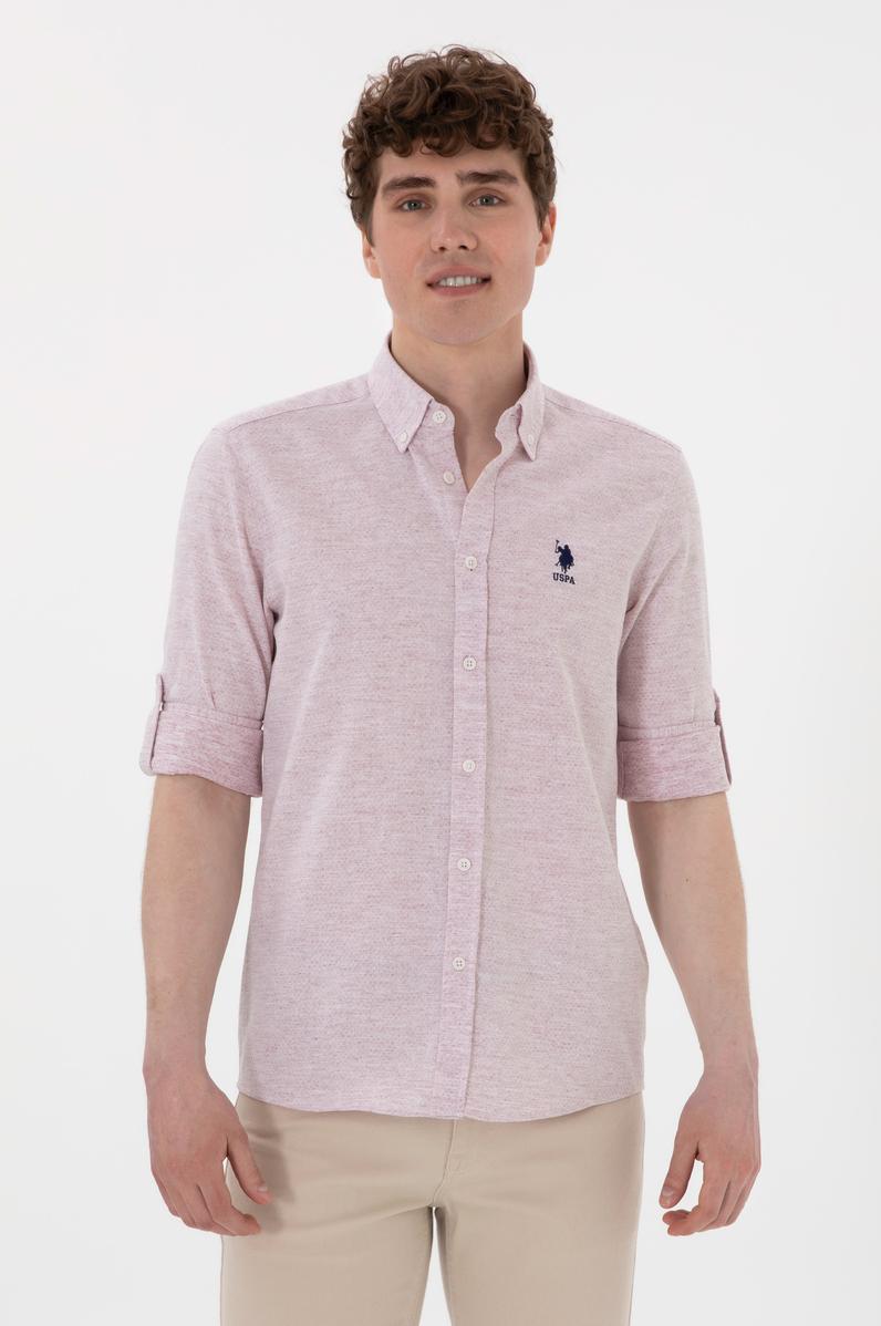 Erkek Vişne Uzun Kollu Gömlek