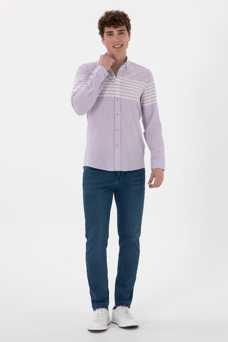 Erkek Lila Uzun Kollu Gömlek - 50300013019