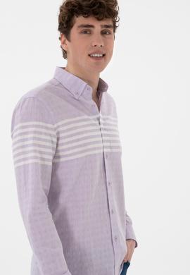 Erkek Lila Uzun Kollu Gömlek - 50300013019