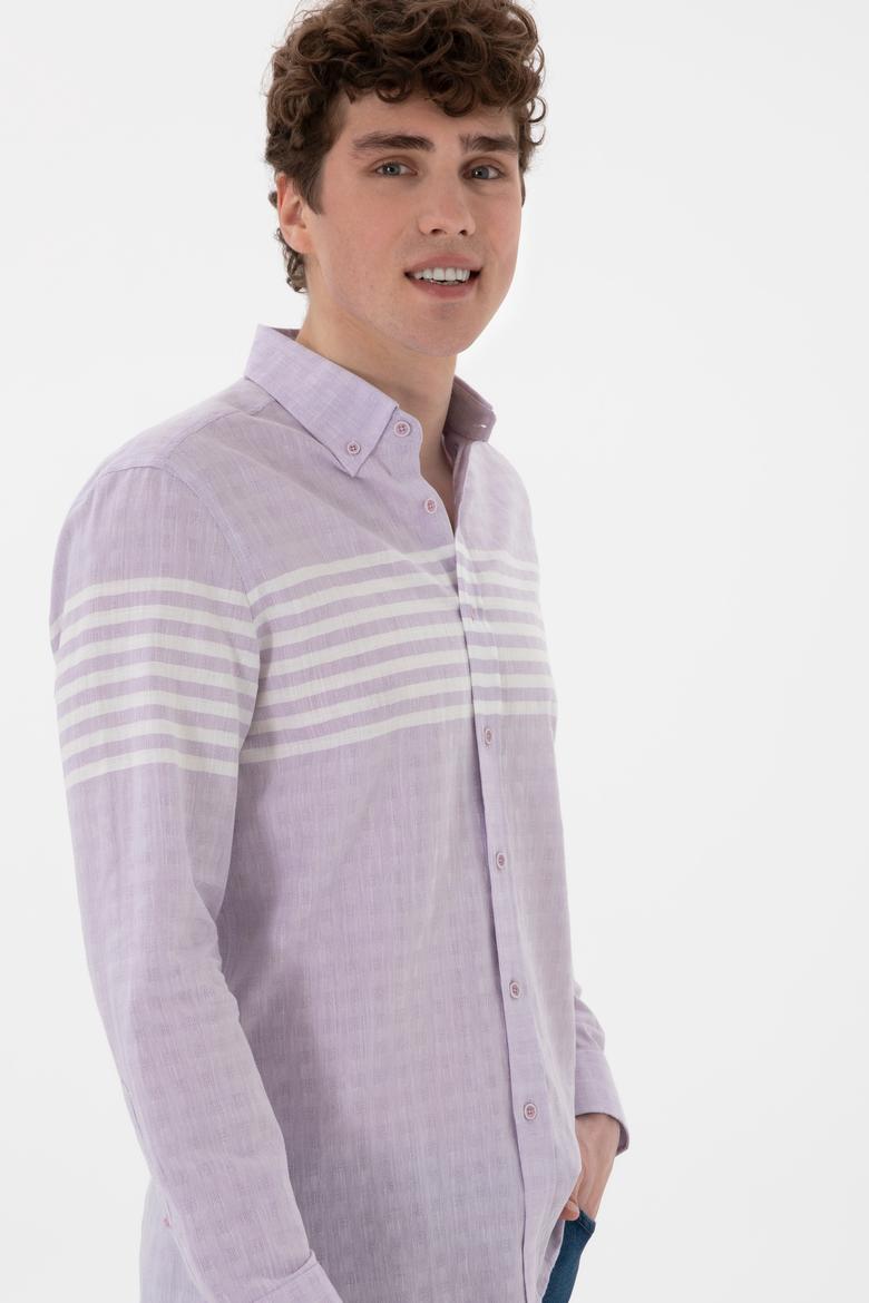 Erkek Lila Uzun Kollu Gömlek - 50300013019