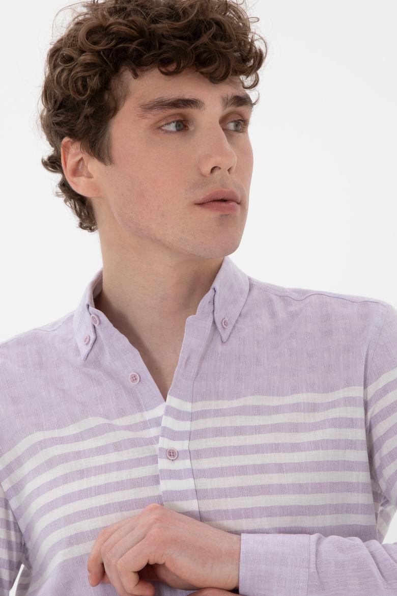 Erkek Lila Uzun Kollu Gömlek - 50300013019