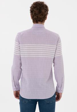 Erkek Lila Uzun Kollu Gömlek - 50300013019