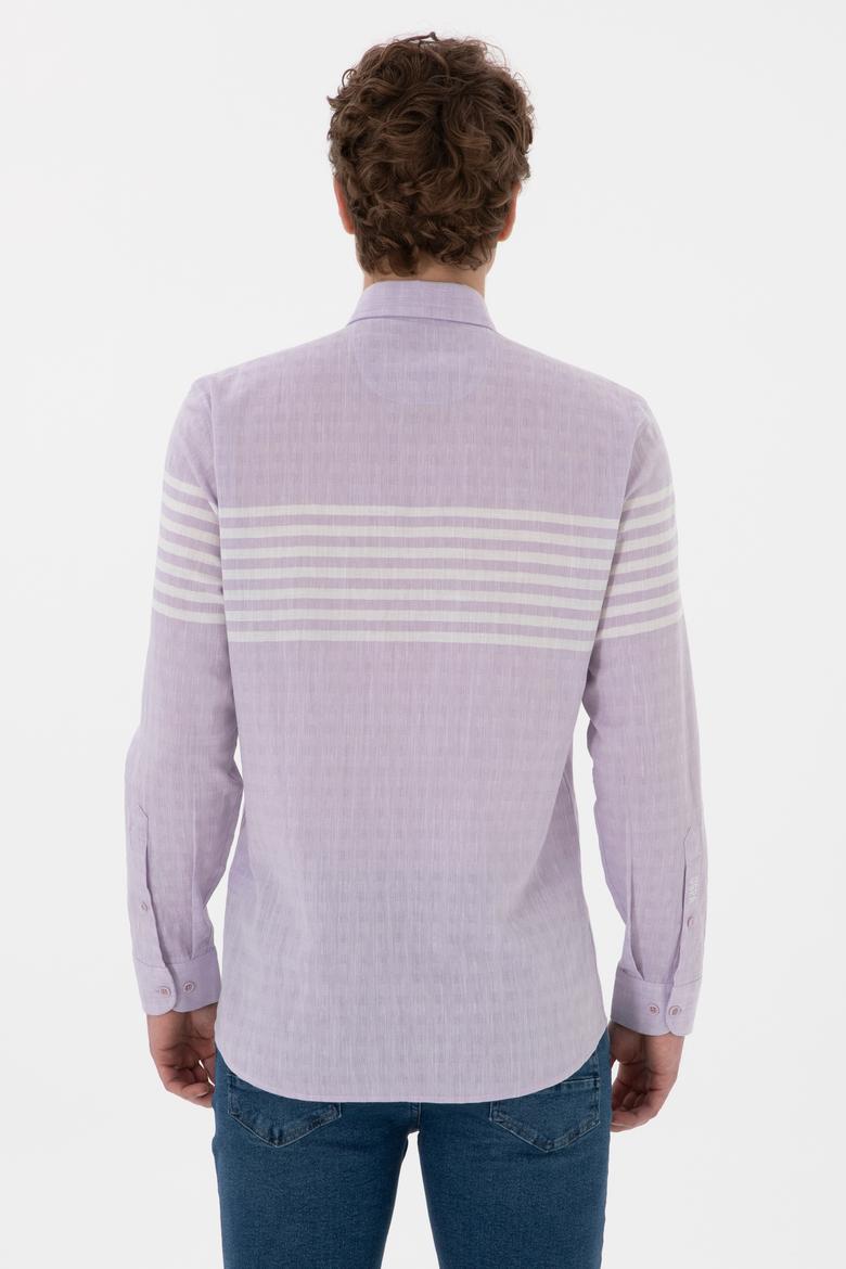 Erkek Lila Uzun Kollu Gömlek - 50300013019