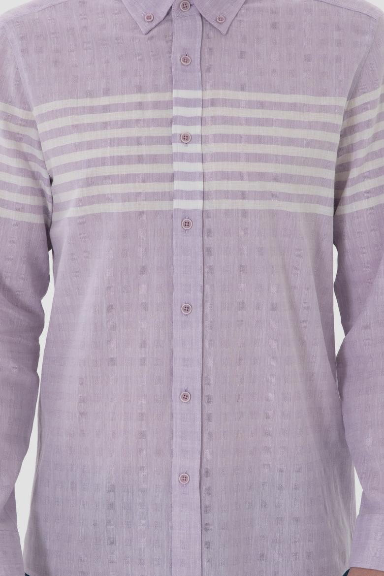 Erkek Lila Uzun Kollu Gömlek - 50300013019