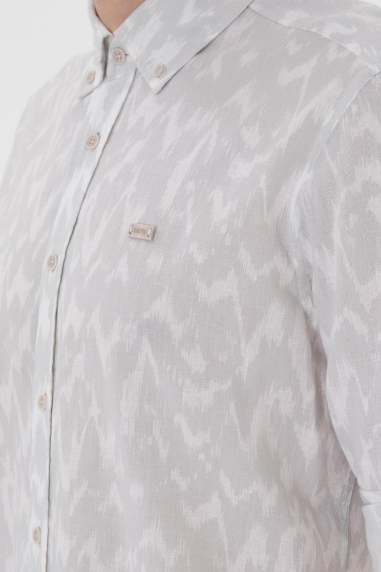 Erkek Açık Gri Uzun Kollu Gömlek - 50300445024