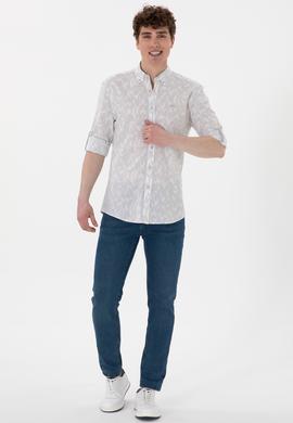 Erkek Açık Gri Uzun Kollu Gömlek - 50300445024