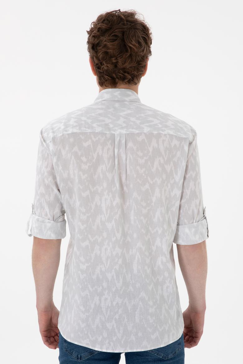 Erkek Açık Gri Uzun Kollu Gömlek - 50300445024