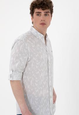 Erkek Açık Gri Uzun Kollu Gömlek - 50300445024