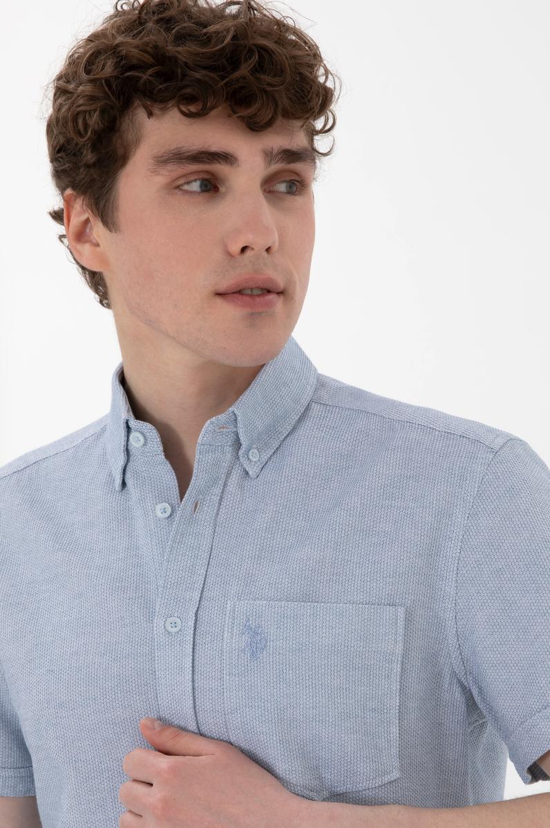 Erkek Açık Mavi Kısa Kollu Gömlek