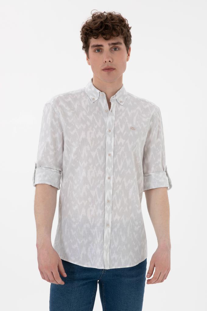 Erkek Açık Gri Uzun Kollu Gömlek