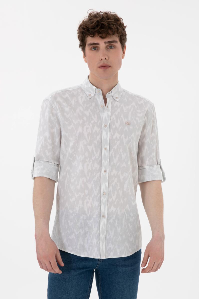 Erkek Açık Gri Uzun Kollu Gömlek