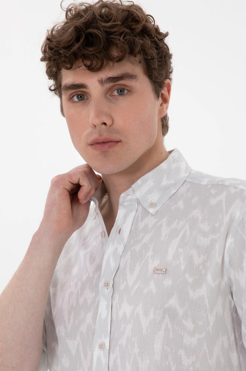 Erkek Açık Gri Uzun Kollu Gömlek