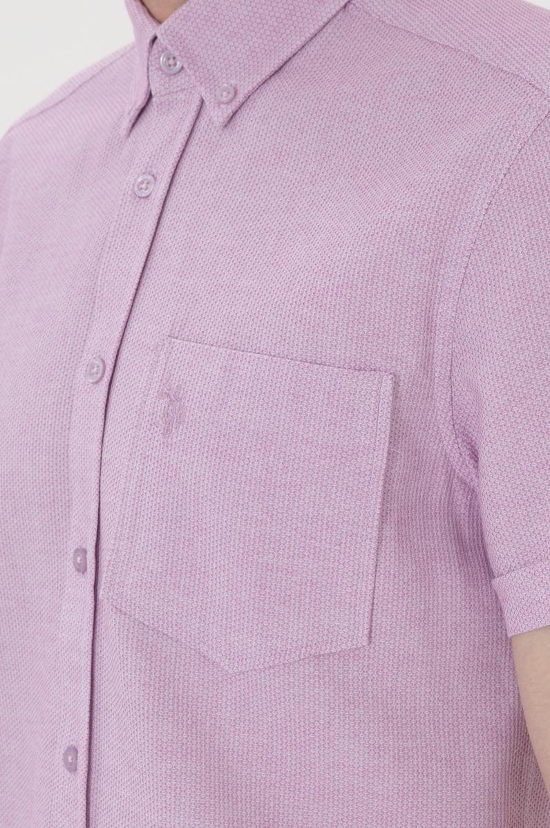 Erkek Lila Kısa Kollu Gömlek