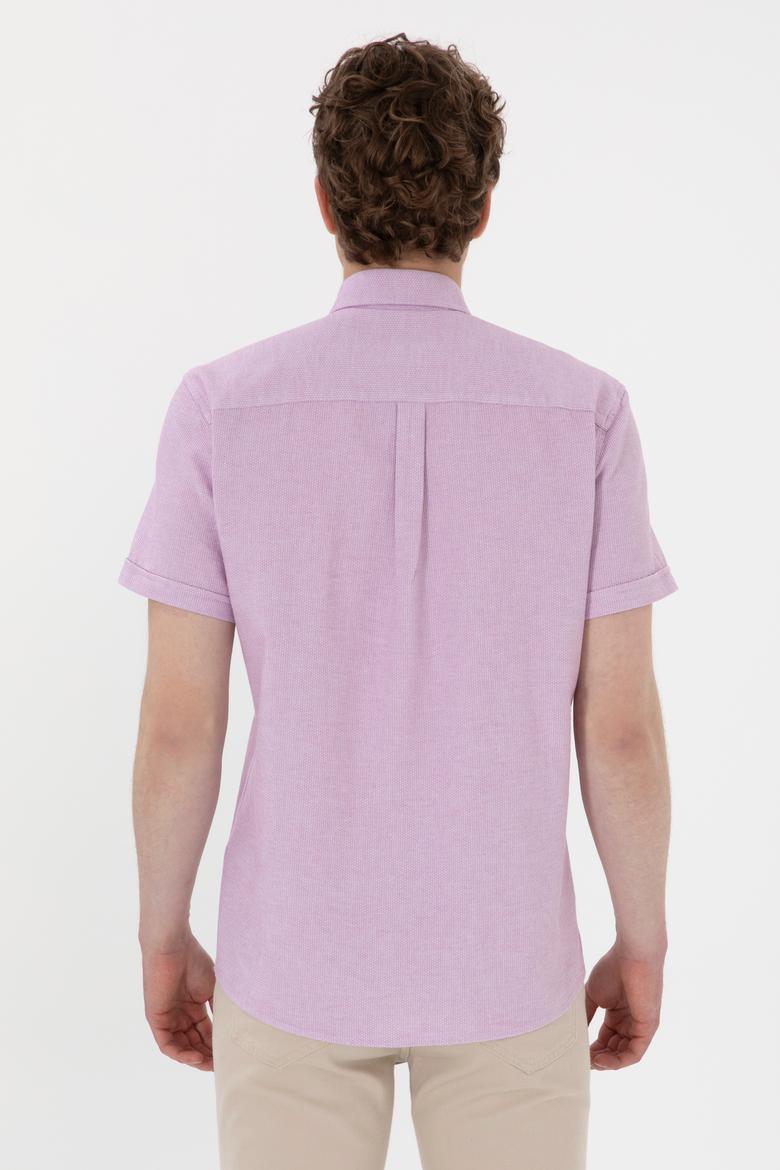 Erkek Lila Kısa Kollu Gömlek - 50300222024