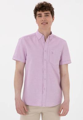 Erkek Lila Kısa Kollu Gömlek - 50300222024