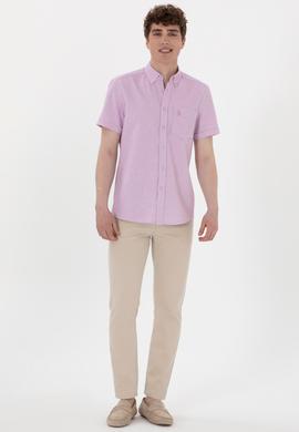 Erkek Lila Kısa Kollu Gömlek - 50300222024