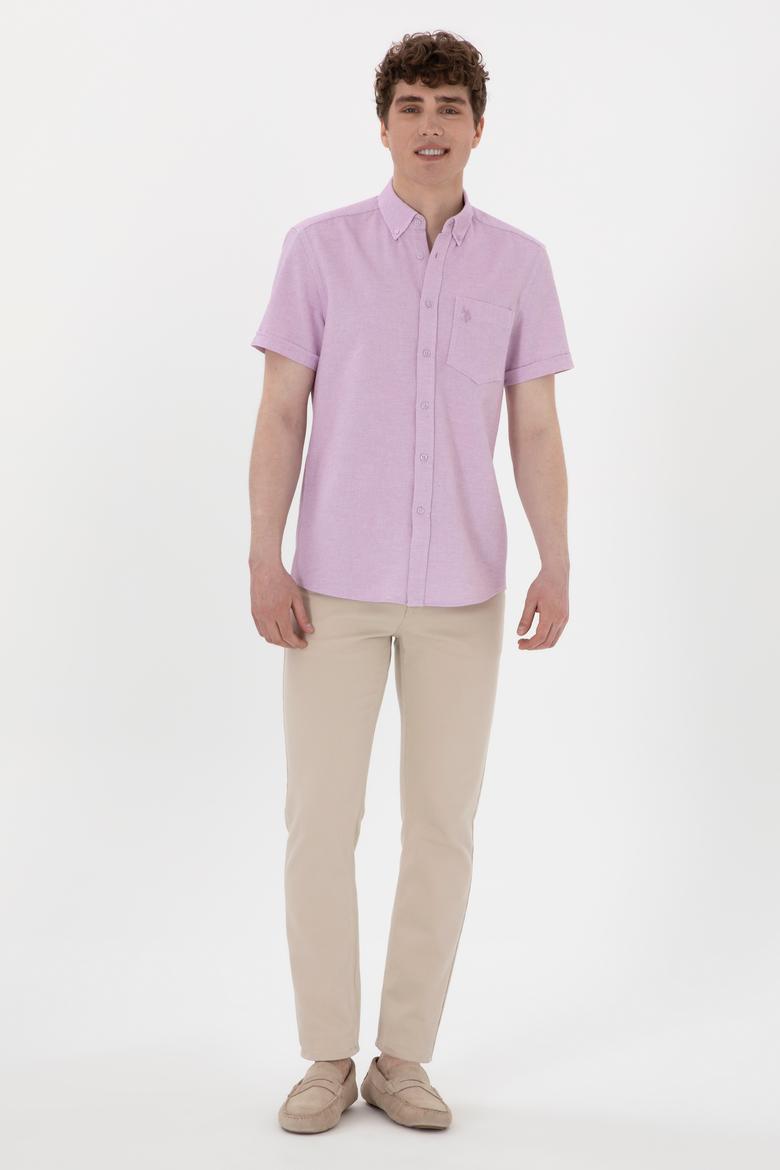 Erkek Lila Kısa Kollu Gömlek - 50300222024
