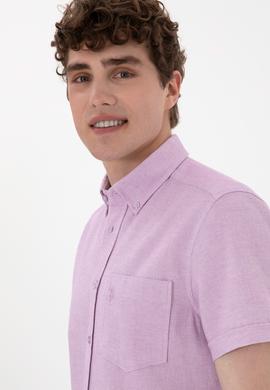 Erkek Lila Kısa Kollu Gömlek - 50300222024