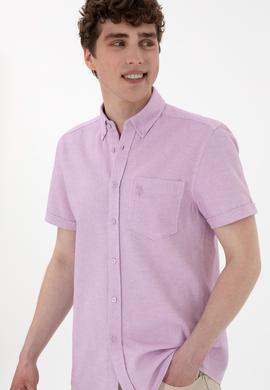 Erkek Lila Kısa Kollu Gömlek - 50300222024