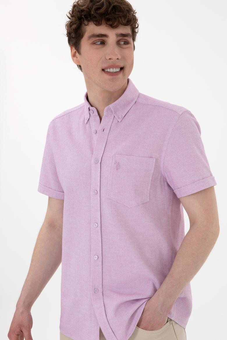 Erkek Lila Kısa Kollu Gömlek - 50300222024