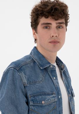 Erkek Açık Mavi Jean Gömlek - 50304377002