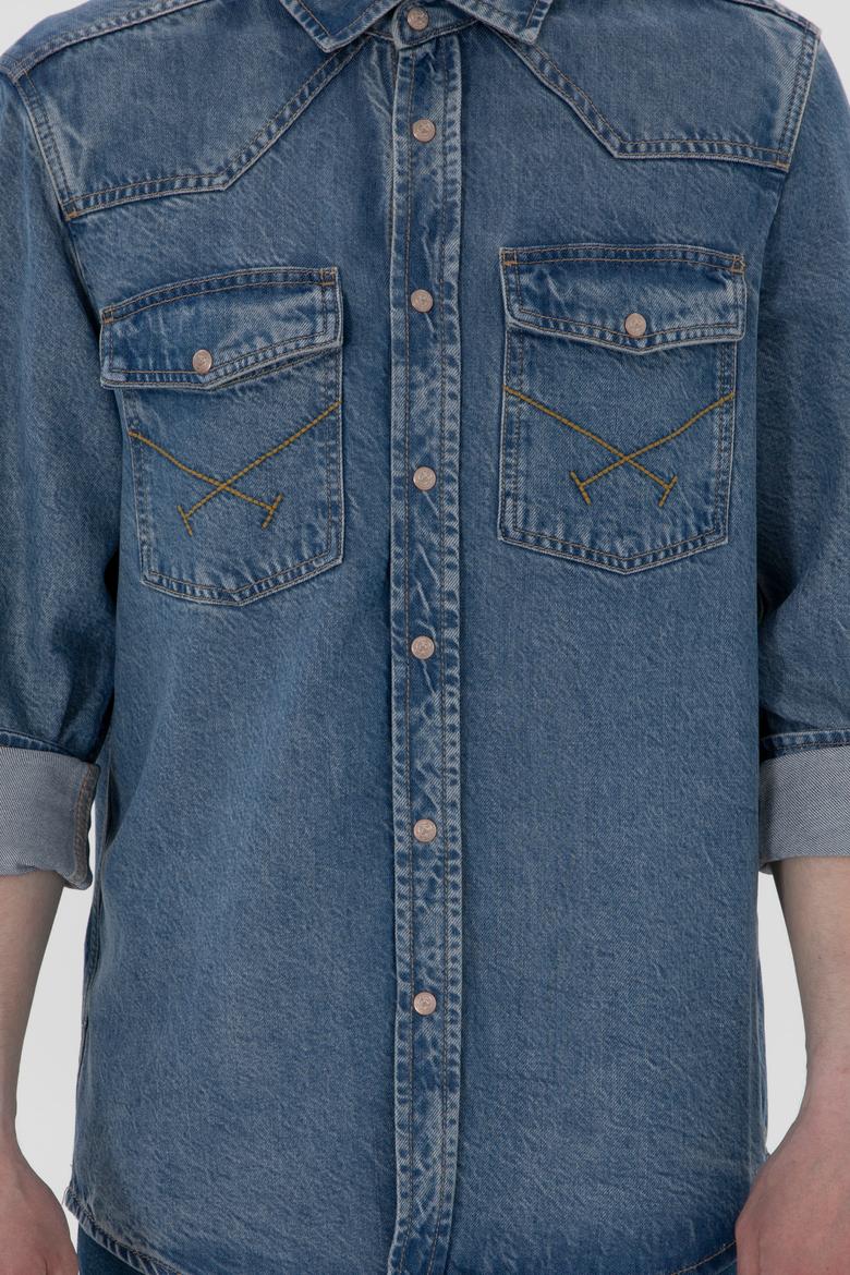 Erkek Açık Mavi Jean Gömlek - 50304377002