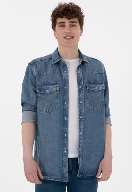 Erkek Açık Mavi Jean Gömlek - 50304377002