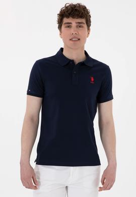 Erkek Slim Fit Polo Yaka Lacivert Basic Tişört - 50298011051