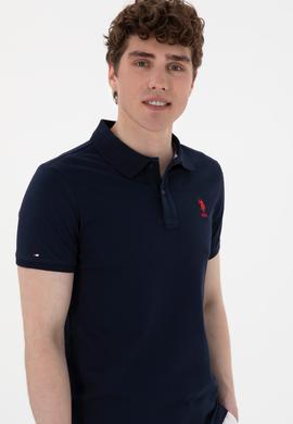 Erkek Slim Fit Polo Yaka Lacivert Basic Tişört - 50298011051