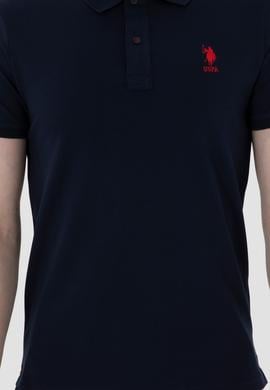Erkek Slim Fit Polo Yaka Lacivert Basic Tişört - 50298011051