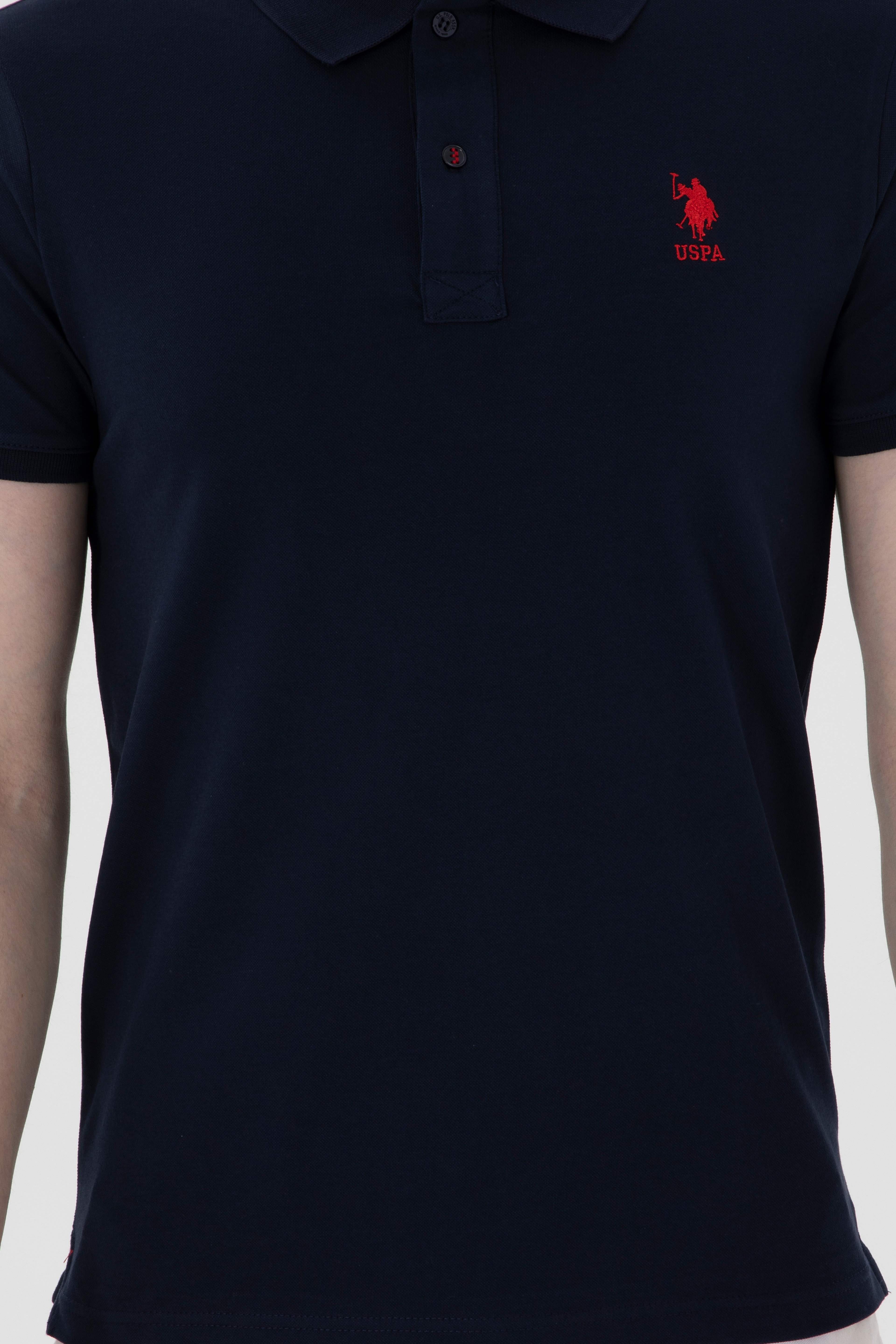 Erkek Slim Fit Polo Yaka Lacivert Basic Tişört - Image 6