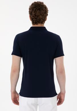 Erkek Slim Fit Polo Yaka Lacivert Basic Tişört - 50298011051