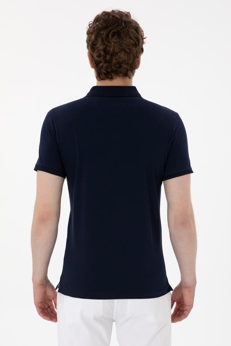 Erkek Slim Fit Polo Yaka Lacivert Basic Tişört - 50298011051