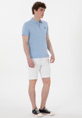 Erkek Slim Fit Polo Yaka Açık Mavi Basic Tişört - 50298011117