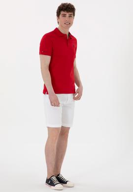 Erkek Slim Fit Polo Yaka Kırmızı Basic Tişört - 50298011041