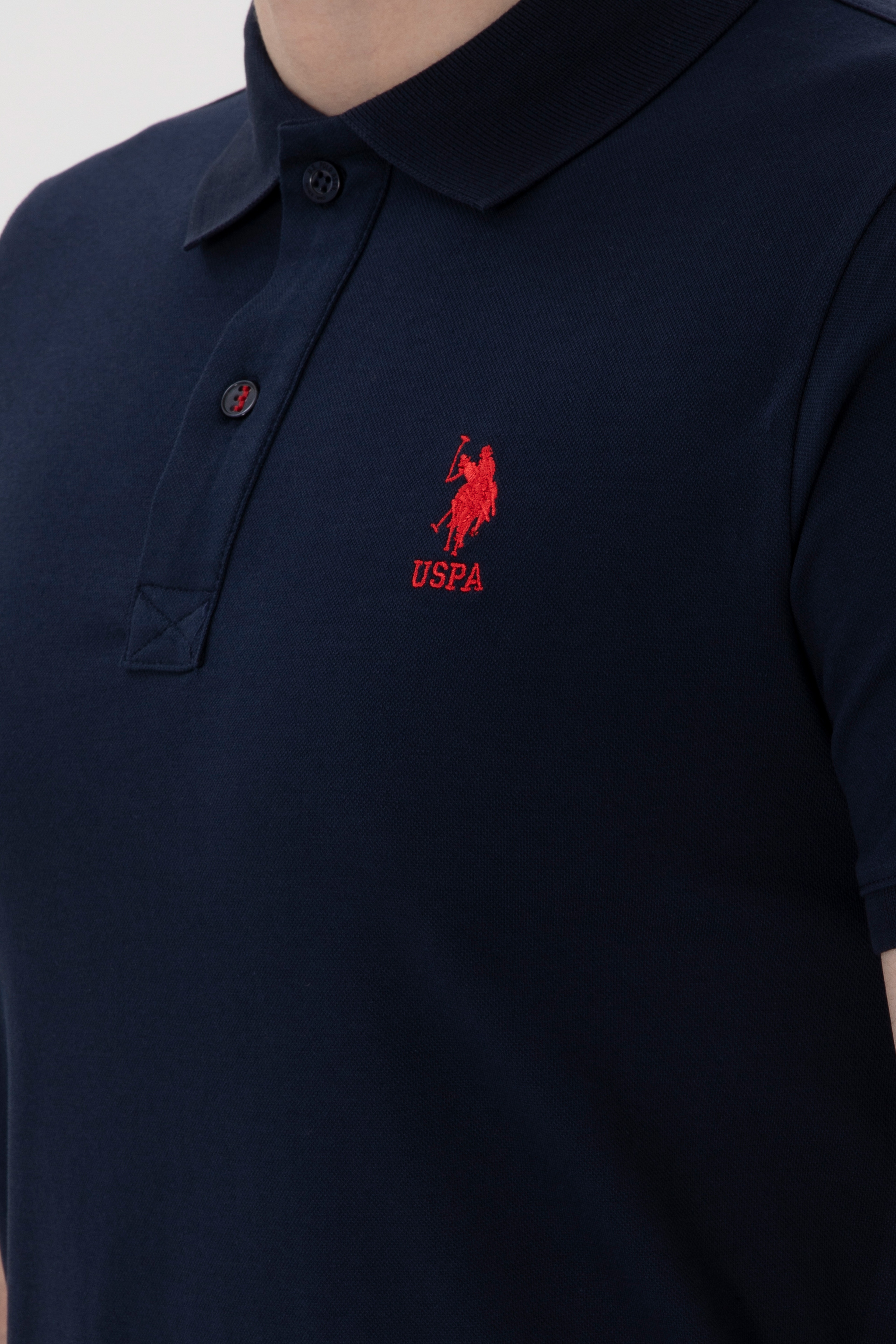 Erkek Slim Fit Polo Yaka Lacivert Basic Tişört