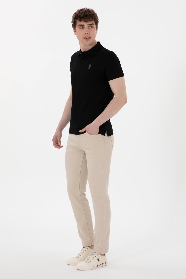 Erkek Slim Fit Polo Yaka Siyah Basic Tişört - 50298011001