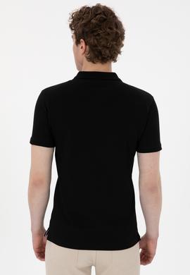 Erkek Slim Fit Polo Yaka Siyah Basic Tişört - 50298011001