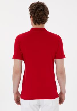 Erkek Slim Fit Polo Yaka Kırmızı Basic Tişört - 50298011041
