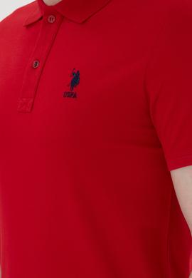 Erkek Slim Fit Polo Yaka Kırmızı Basic Tişört - 50298011041