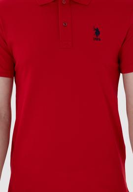 Erkek Slim Fit Polo Yaka Kırmızı Basic Tişört - 50298011041