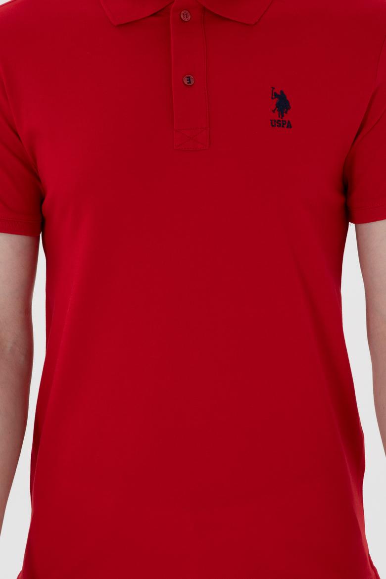 Erkek Slim Fit Polo Yaka Kırmızı Basic Tişört - 50298011041