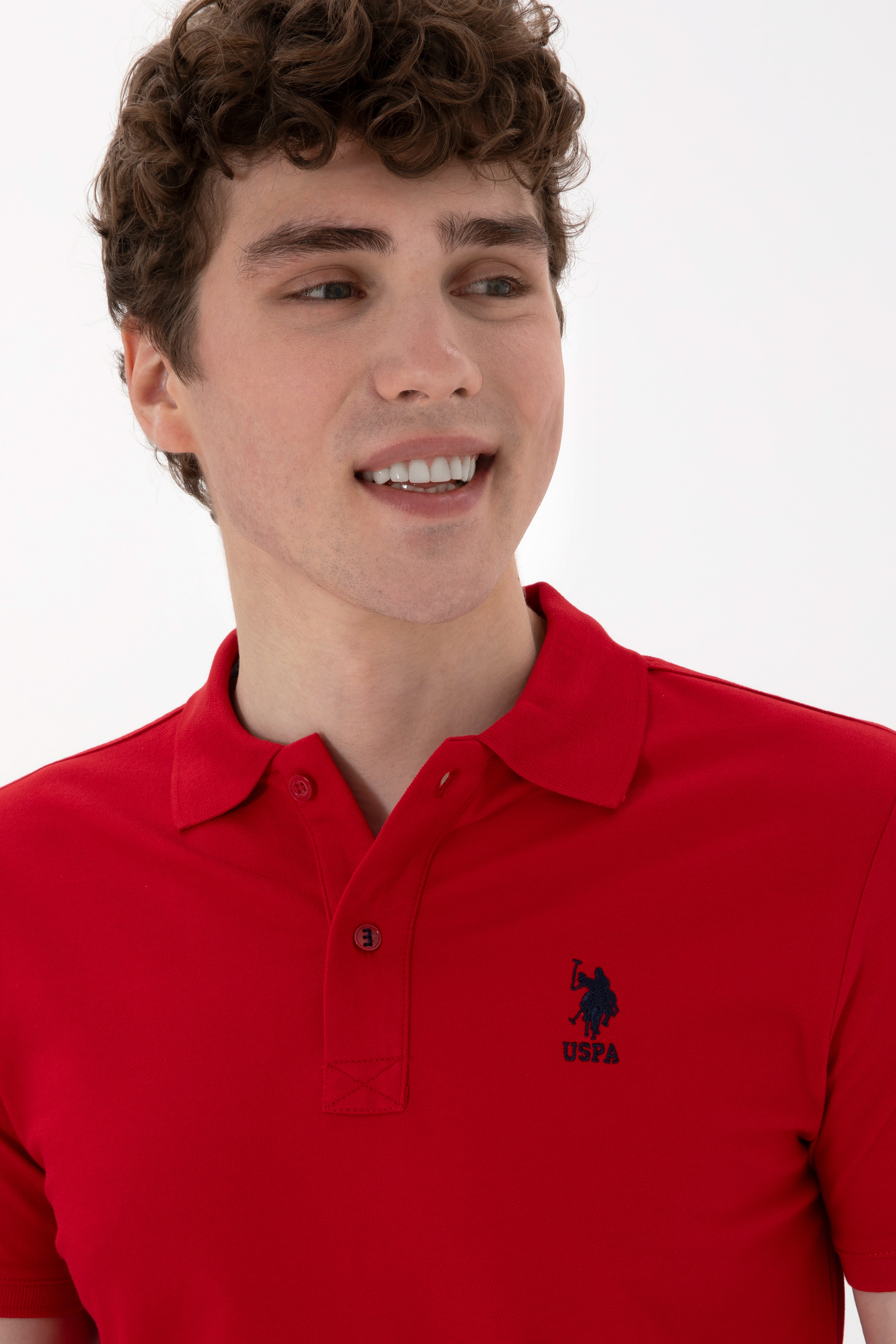 Erkek Slim Fit Polo Yaka Kırmızı Basic Tişört - Image 2
