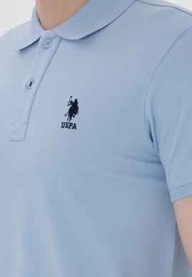 Erkek Slim Fit Polo Yaka Açık Mavi Basic Tişört - 50298011117